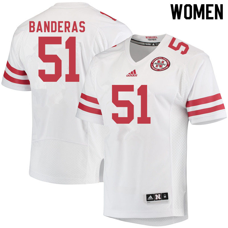 Women #51 Anthony Banderas Nebraska Cornhuskers College Football Jerseys Sale-White